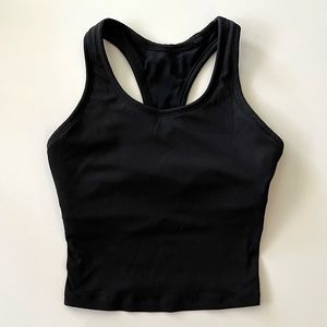 Ribbed racerback yoga crop top, black, fits like XS